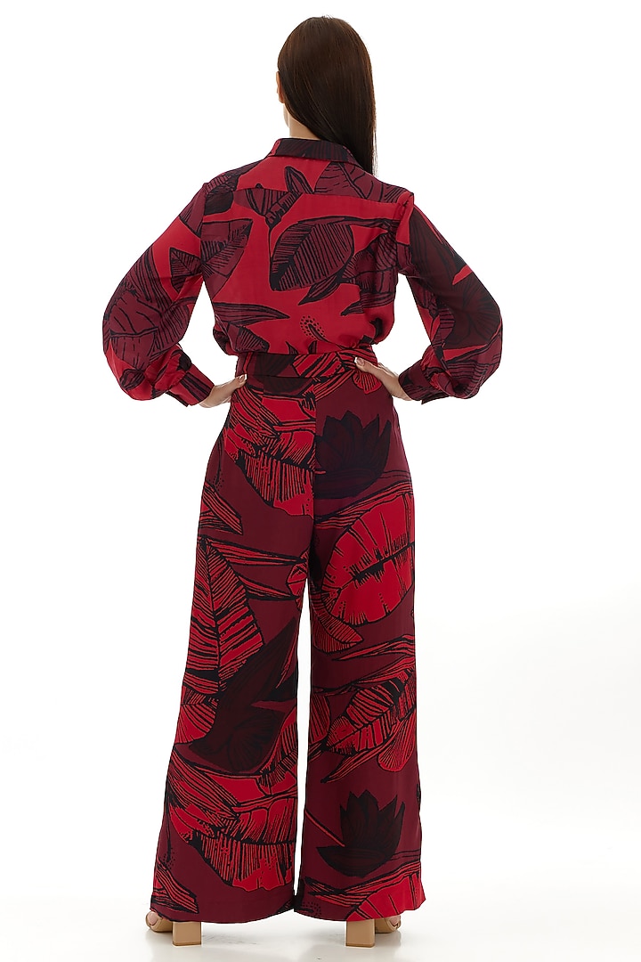 Hot Pink Cotton Silk Floral Printed Shirt by Koai at Pernia's Pop Up Shop