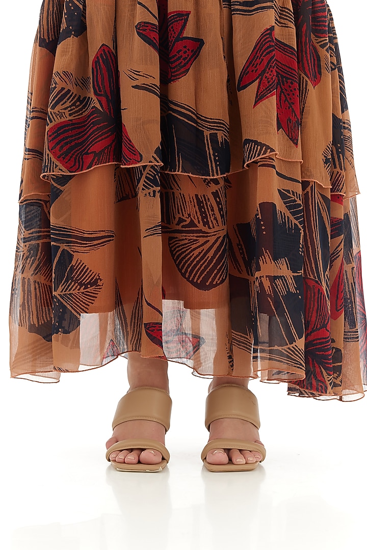 Orange Chiffon Floral Printed Maxi Vacation Dress by Koai at Pernia's Pop Up Shop