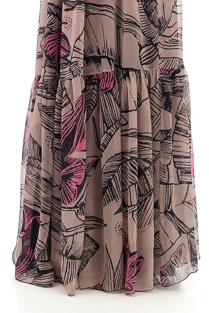 Grey Chiffon Floral Printed Maxi Vacation Dress by Koai at Pernia's Pop Up Shop