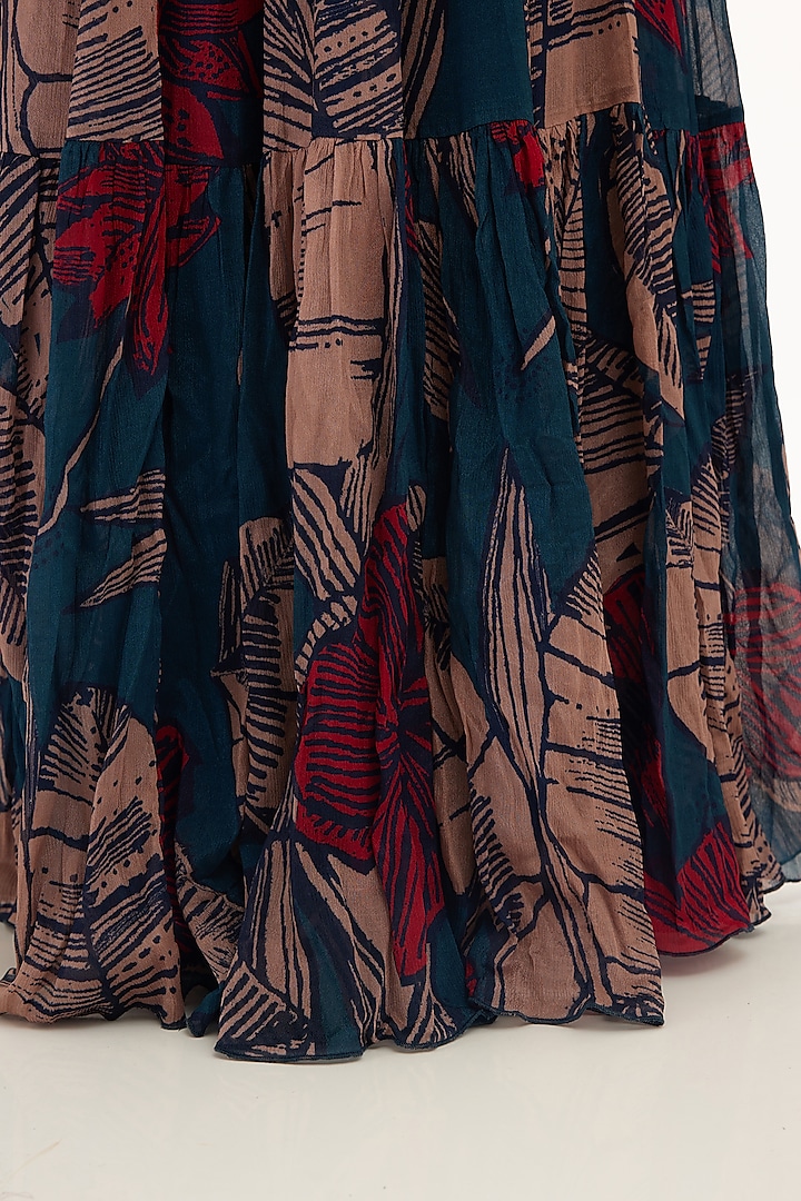 Multi-Colored Chiffon Floral Printed Frilled Maxi Vacation Dress by Koai at Pernia's Pop Up Shop