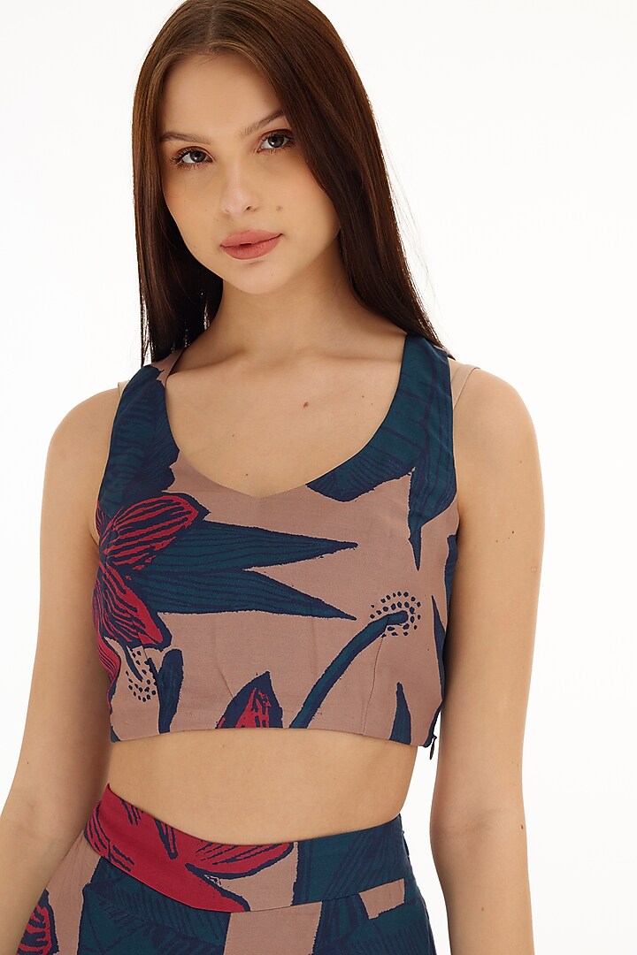 Multi-Colored Muslin Cotton Silk Floral Printed Bustier by Koai at Pernia's Pop Up Shop