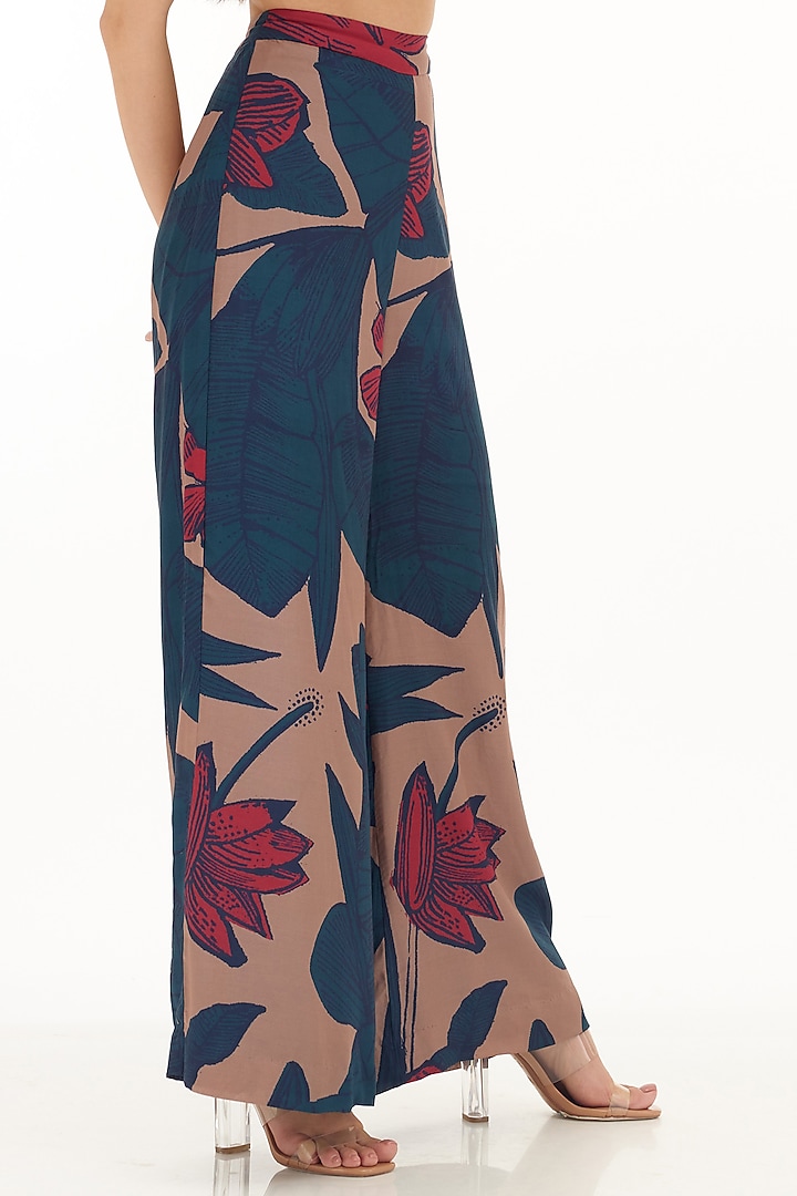 Multi-Colored Muslin Cotton Silk Floral Printed Pants by Koai at Pernia's Pop Up Shop