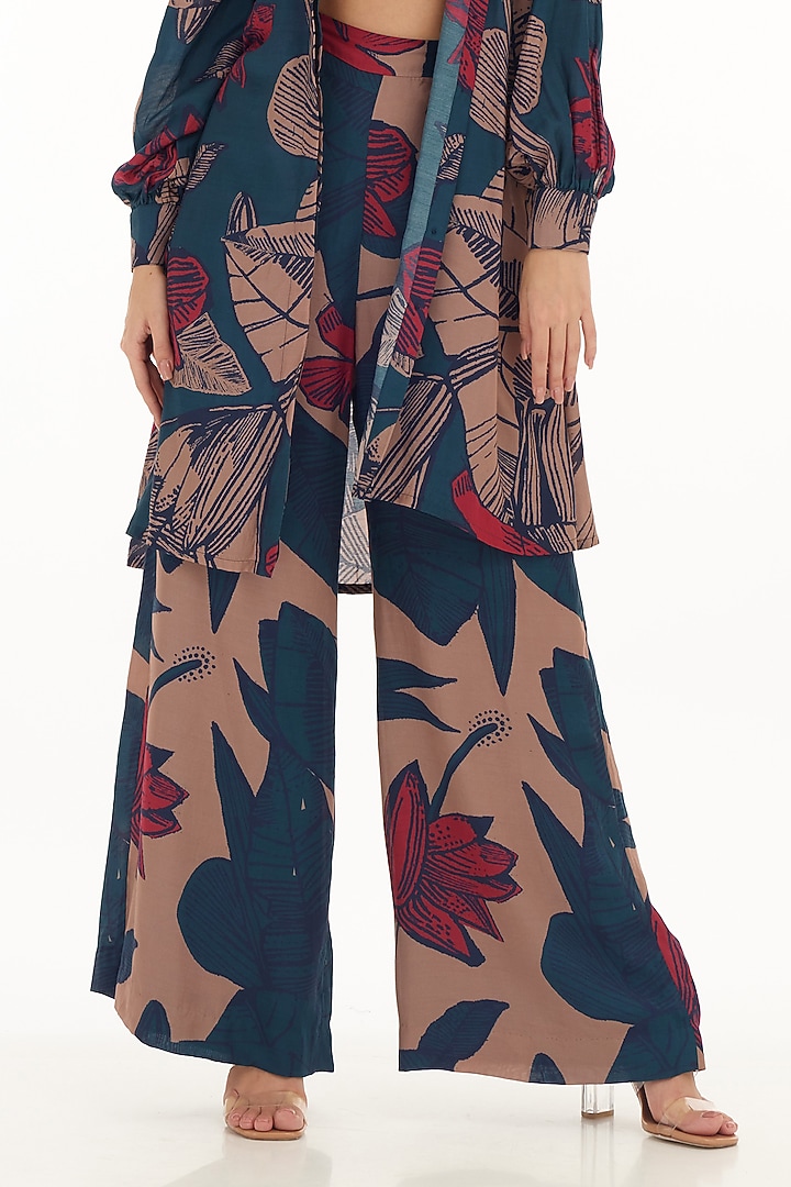 Multi-Colored Muslin Cotton Silk Floral Printed Long Shirt by Koai at Pernia's Pop Up Shop