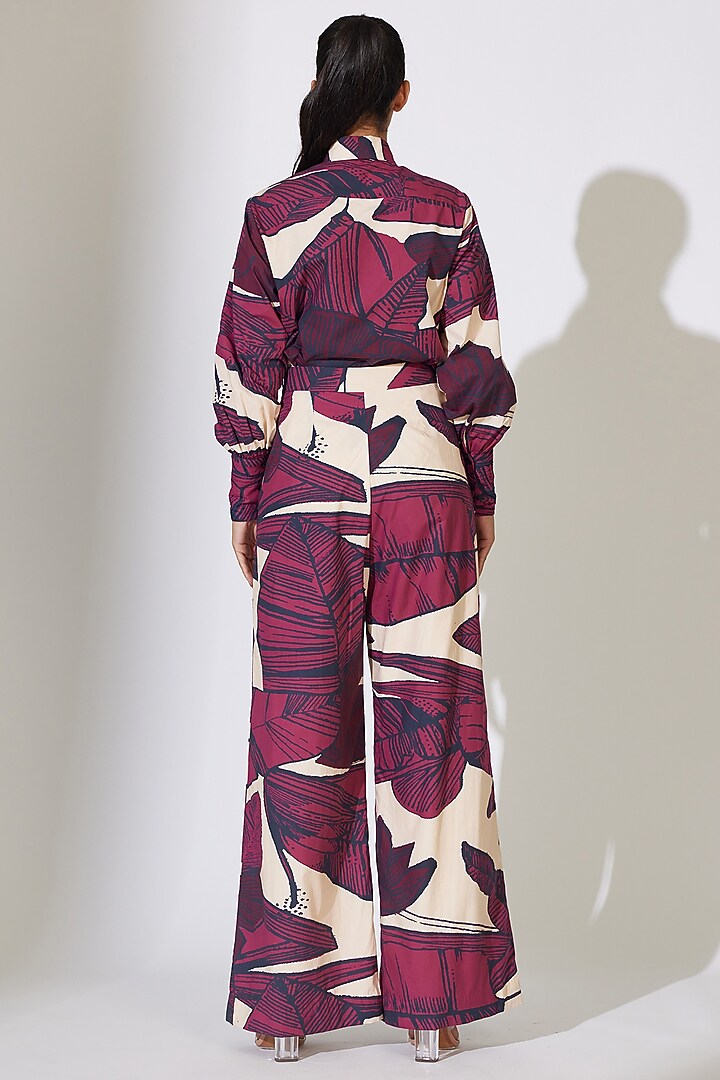 Off-White & Hot Pink Poplin Cotton Floral Printed Bow Shirt by Koai at Pernia's Pop Up Shop