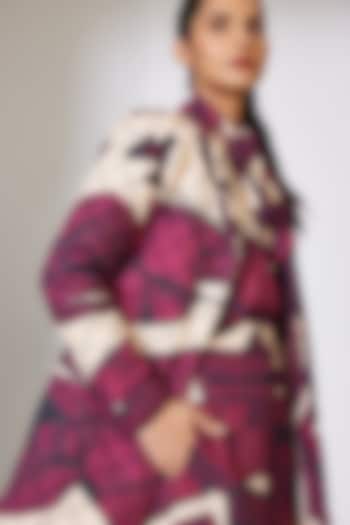 Off-White & Hot Pink Poplin Cotton Floral Printed Jacket by Koai at Pernia's Pop Up Shop