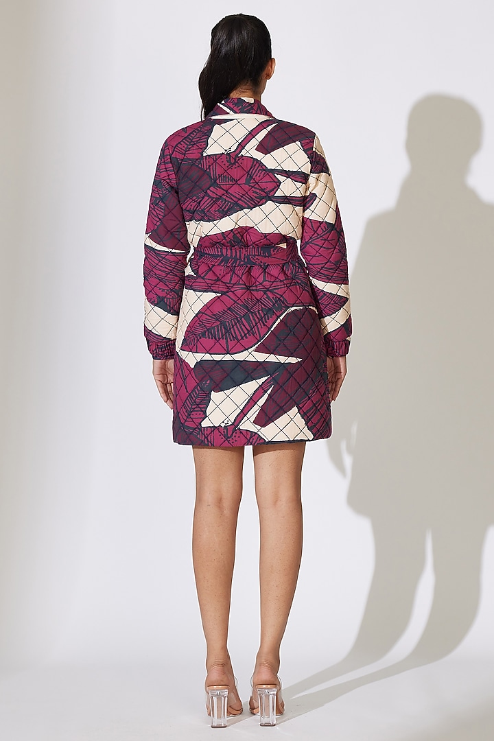 Off-White & Hot Pink Poplin Cotton Floral Printed Jacket by Koai at Pernia's Pop Up Shop