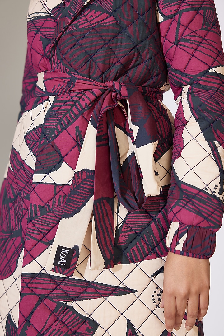 Off-White & Hot Pink Poplin Cotton Floral Printed Jacket by Koai at Pernia's Pop Up Shop