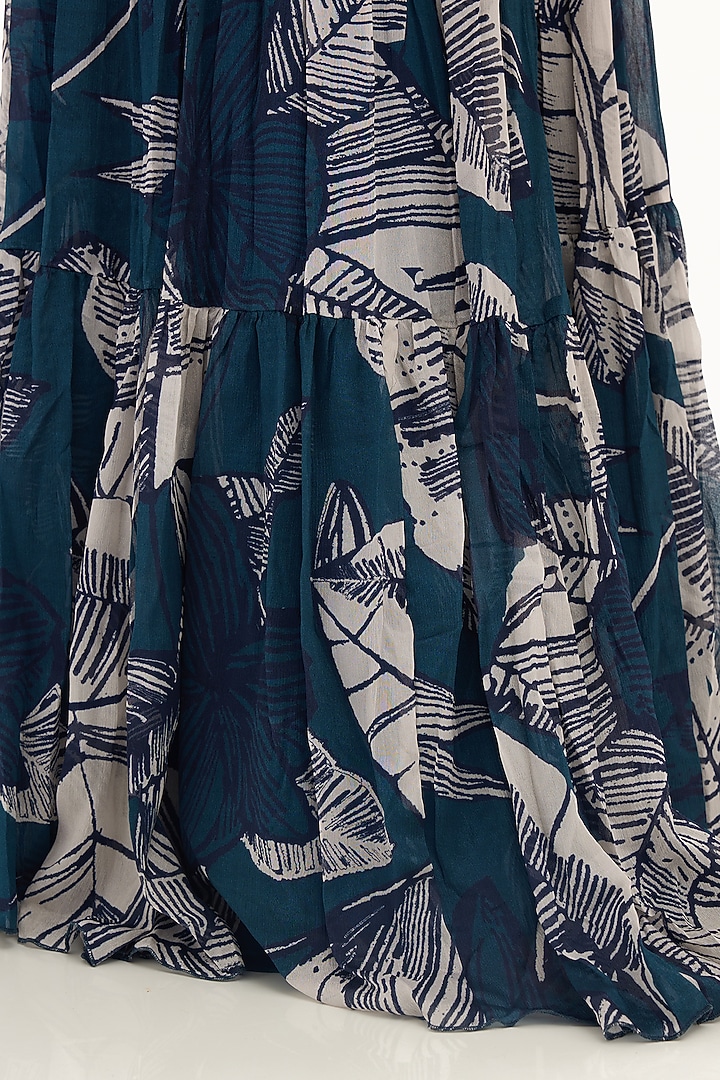Sky Blue & White Chiffon Floral Printed Wrap Maxi Vacation Dress by Koai at Pernia's Pop Up Shop