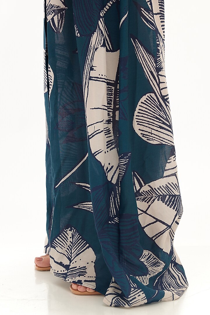 Sky Blue & White Muslin Cotton Silk Floral Printed Shirt Maxi Vacation Dress by Koai at Pernia's Pop Up Shop