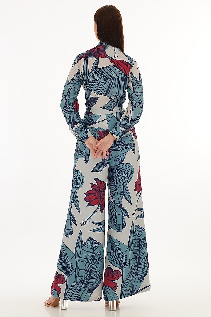 Multi-Colored Muslin Cotton Silk Floral Printed Bow-Tie Shirt by Koai at Pernia's Pop Up Shop
