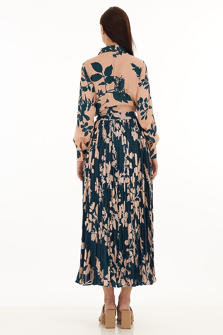 Pink & Teal Muslin Cotton Silk Floral Printed Shirt by Koai at Pernia's Pop Up Shop