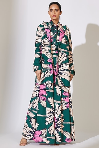 Multi-Colored Poplin Cotton Floral Printed Jacket by Koai