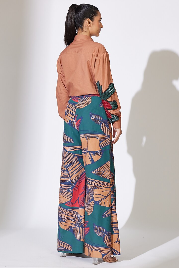 Rust Poplin Cotton Patchwork Shirt by Koai at Pernia's Pop Up Shop