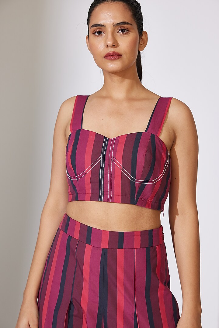 Multi-Colored Poplin Cotton Striped Bustier by Koai at Pernia's Pop Up Shop