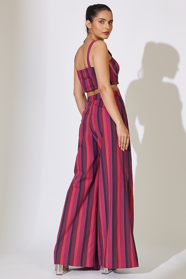 Multi-Colored Poplin Cotton Striped Pleated Pants by Koai at Pernia's Pop Up Shop