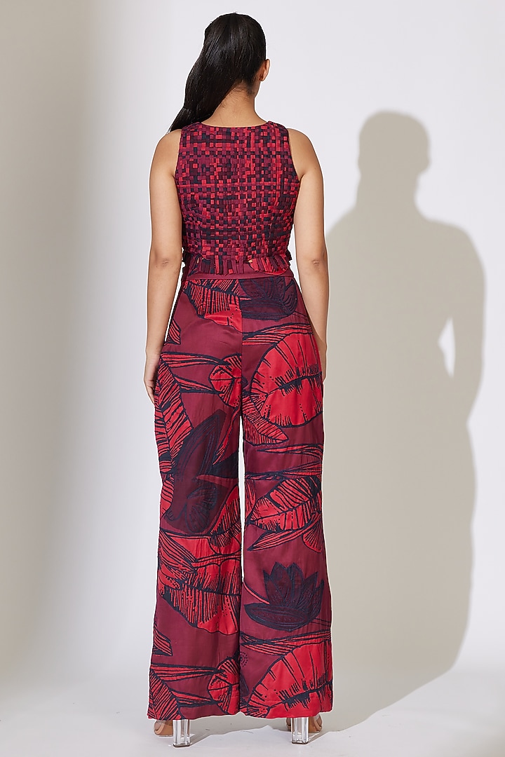 Red & Black Heavy Cotton Silk Bustier by Koai at Pernia's Pop Up Shop