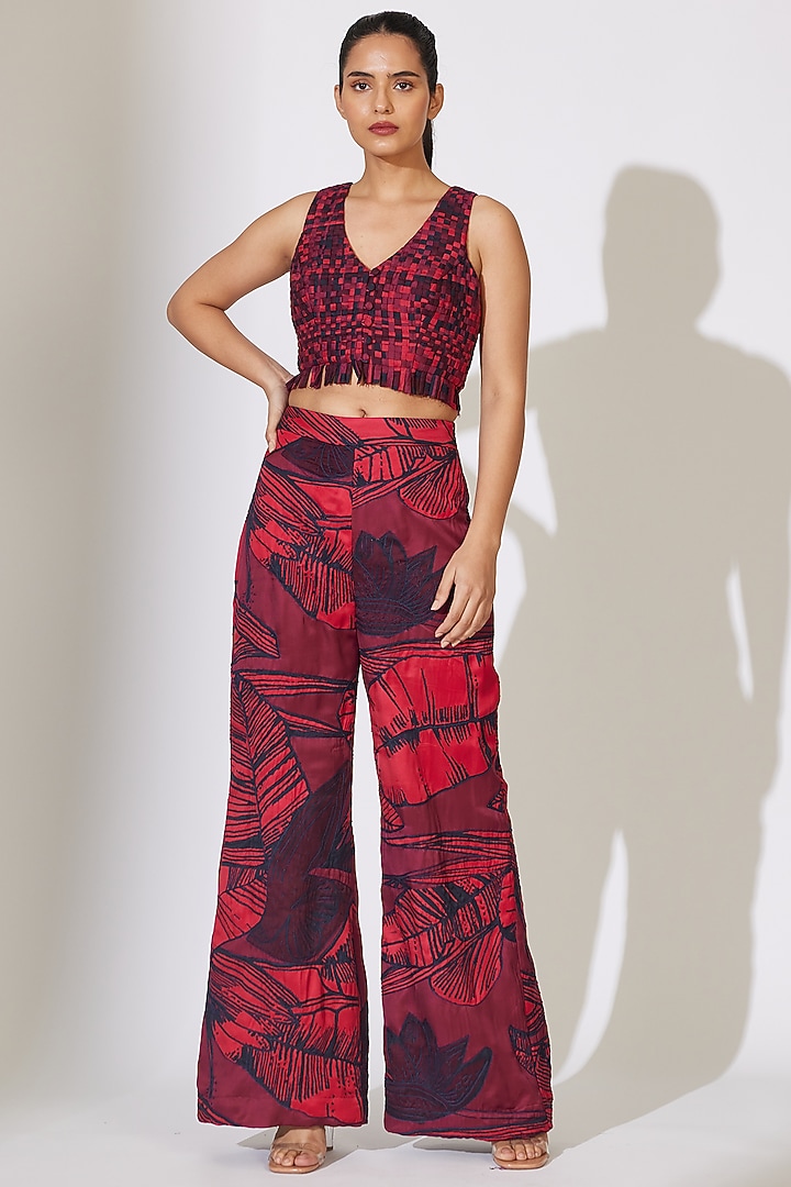 Red & Black Heavy Cotton Silk Bustier by Koai at Pernia's Pop Up Shop