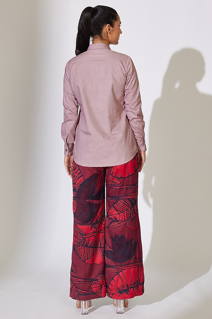 Peach Poplin Cotton Patchwork Shirt by Koai at Pernia's Pop Up Shop
