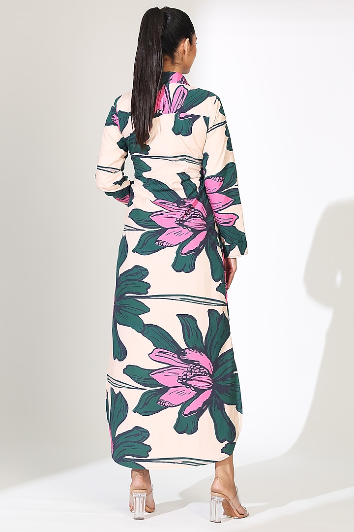 Multi-Colored Poplin Cotton Floral Printed Maxi Vacation Shirt Dress by Koai at Pernia's Pop Up Shop