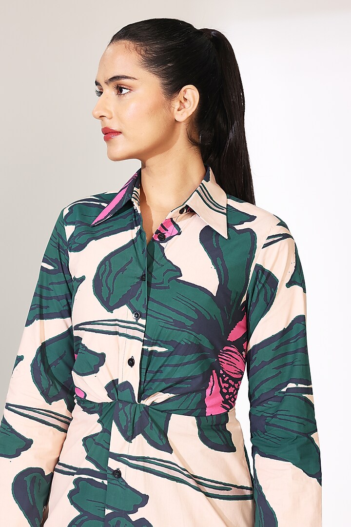 Multi-Colored Poplin Cotton Floral Printed Maxi Vacation Shirt Dress by Koai at Pernia's Pop Up Shop