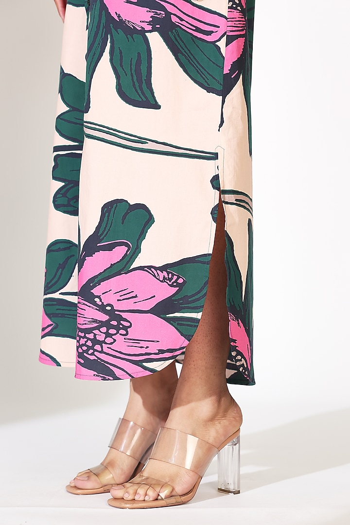 Multi-Colored Poplin Cotton Floral Printed Maxi Vacation Shirt Dress by Koai at Pernia's Pop Up Shop