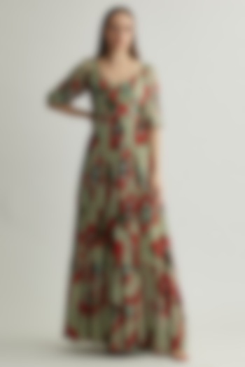 Multi-Colored Chiffon Floral Maxi Vacation Dress by Koai at Pernia's Pop Up Shop