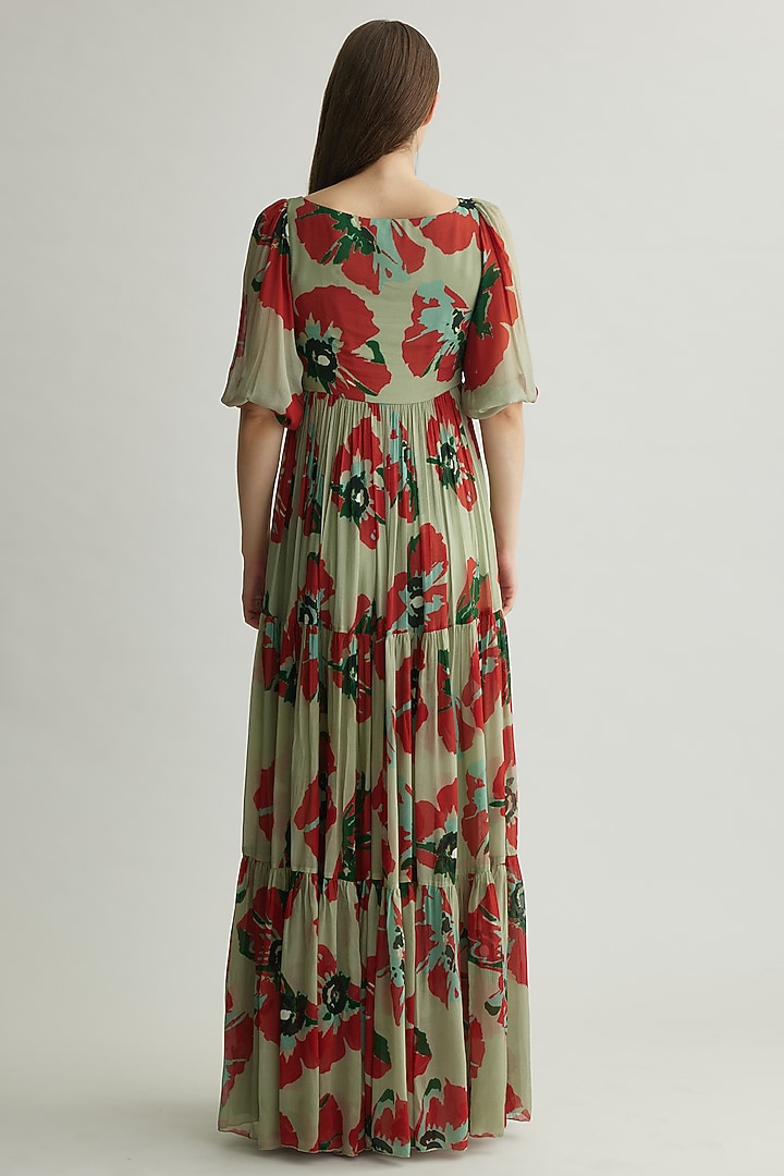 Multi-Colored Chiffon Floral Maxi Vacation Dress by Koai at Pernia's Pop Up Shop