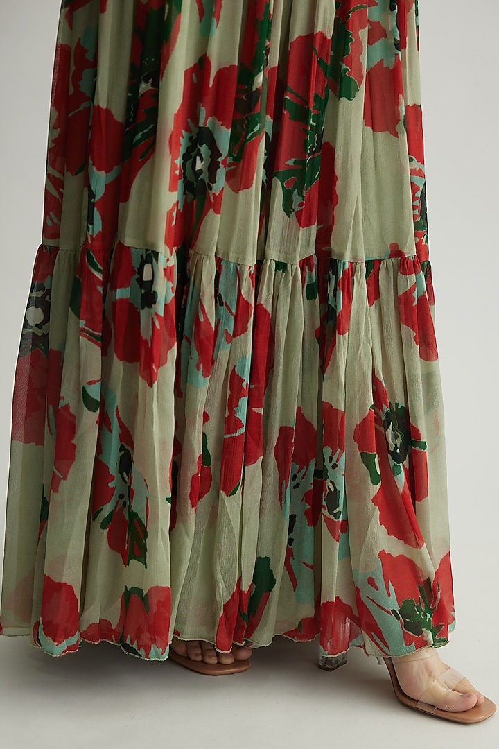 Multi-Colored Chiffon Floral Maxi Vacation Dress by Koai at Pernia's Pop Up Shop
