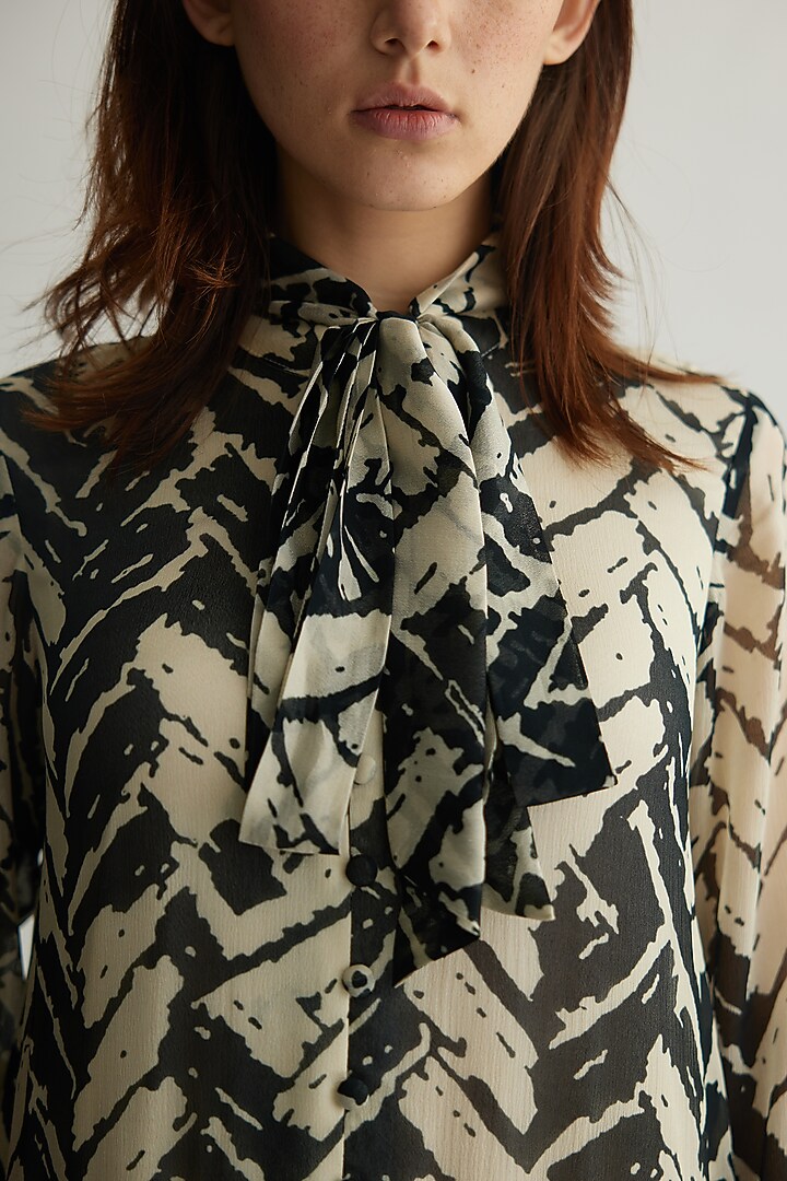 White & Black Chiffon Chevron Printed Maxi Vacation Dress by Koai at Pernia's Pop Up Shop