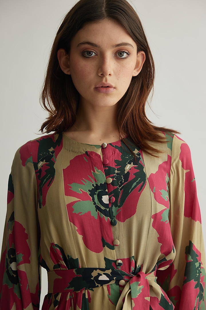 Multi-Colored Muslin Cotton Silk Floral Summer Shirt Dress by Koai at Pernia's Pop Up Shop