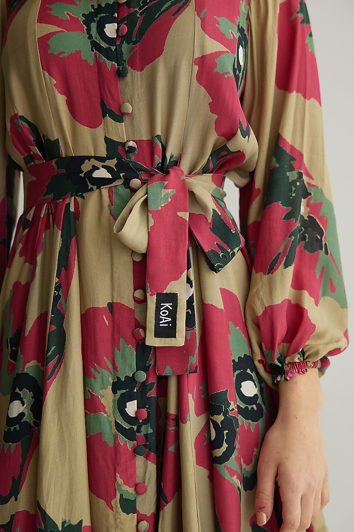 Multi-Colored Muslin Cotton Silk Floral Summer Shirt Dress by Koai at Pernia's Pop Up Shop