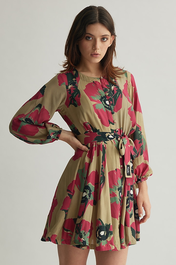 Multi-Colored Muslin Cotton Silk Floral Summer Shirt Dress by Koai at Pernia's Pop Up Shop