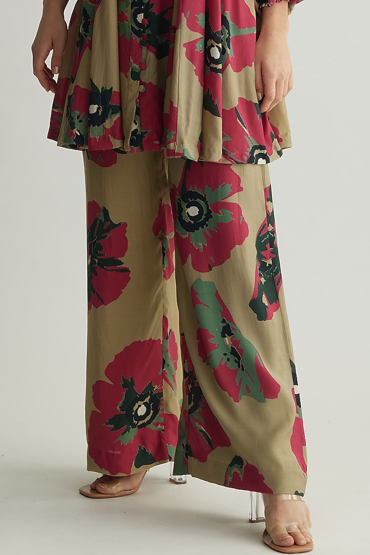 Multi-Colored Muslin Cotton Silk Floral Pants by Koai at Pernia's Pop Up Shop