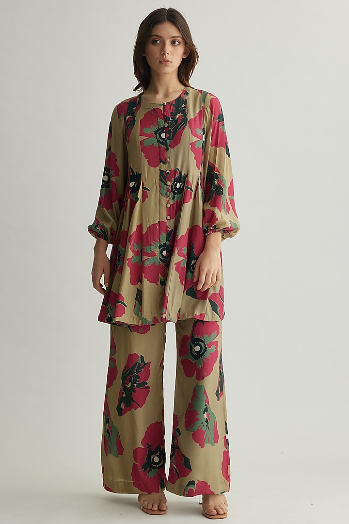 Multi-Colored Muslin Cotton Silk Floral Pants by Koai at Pernia's Pop Up Shop