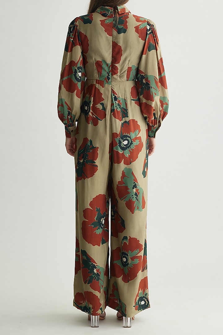 Multi-Colored Muslin Cotton Silk Floral Jumpsuit by Koai at Pernia's Pop Up Shop