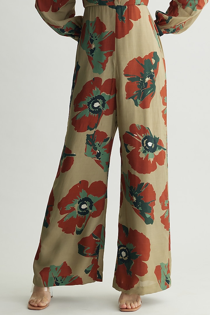 Multi-Colored Muslin Cotton Silk Floral Jumpsuit by Koai at Pernia's Pop Up Shop