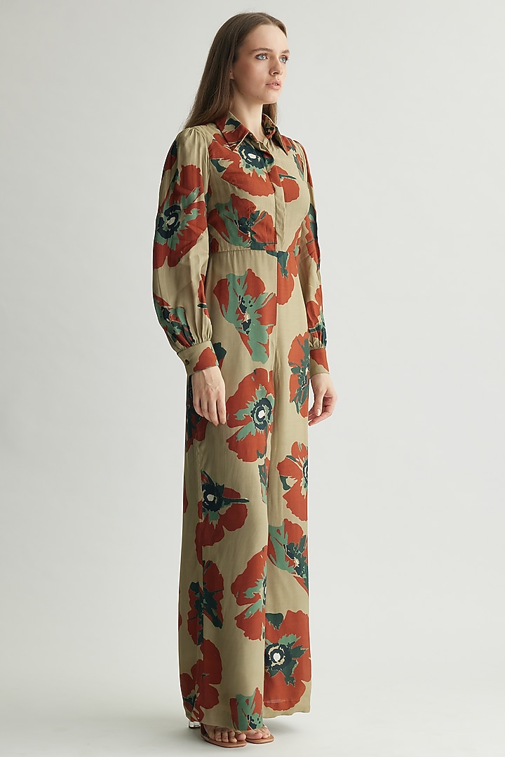 Multi-Colored Muslin Cotton Silk Floral Jumpsuit by Koai at Pernia's Pop Up Shop