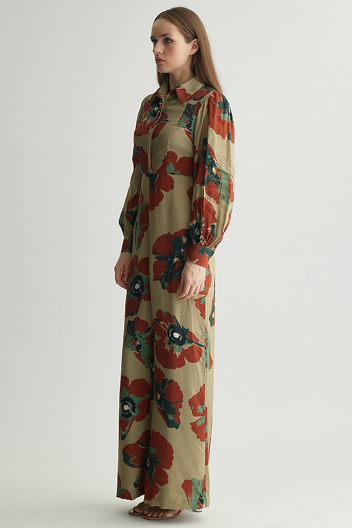 Multi-Colored Muslin Cotton Silk Floral Jumpsuit by Koai at Pernia's Pop Up Shop