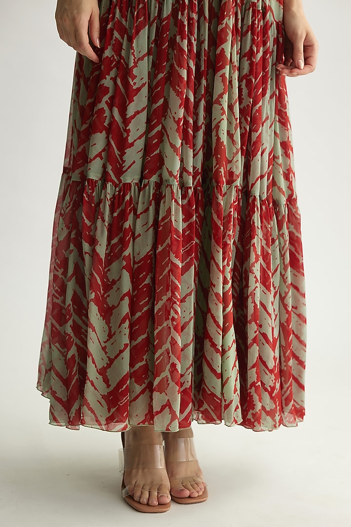 Mint & Red Chiffon Chevron Maxi Vacation Dress by Koai at Pernia's Pop Up Shop