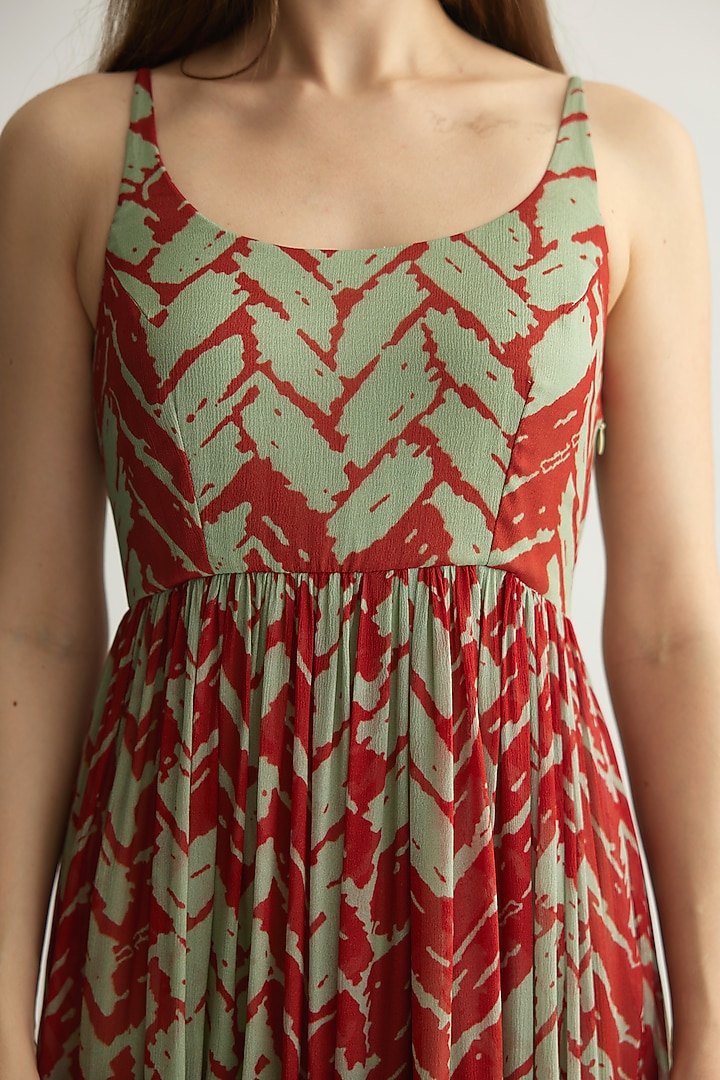 Mint & Red Chiffon Chevron Maxi Vacation Dress by Koai at Pernia's Pop Up Shop