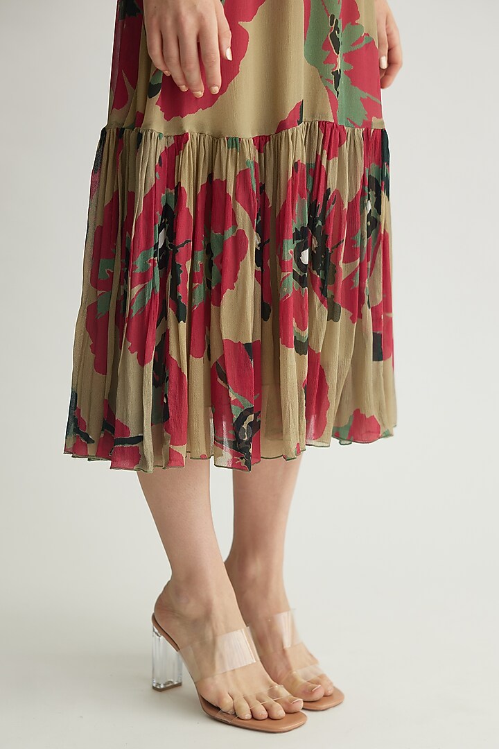Multi-Colored Chiffon Floral Midi Vacation Dress by Koai at Pernia's Pop Up Shop