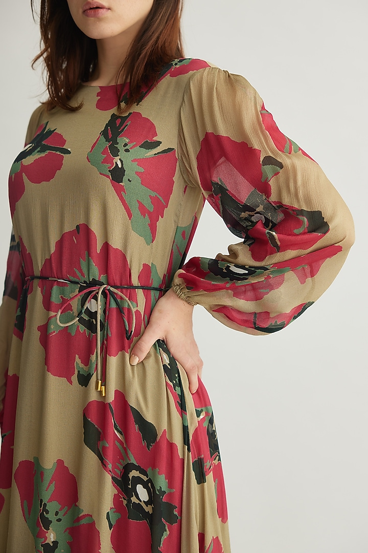 Multi-Colored Chiffon Floral Midi Vacation Dress by Koai at Pernia's Pop Up Shop