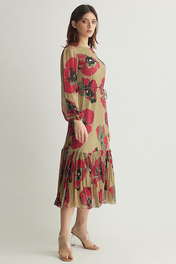 Multi-Colored Chiffon Floral Midi Vacation Dress by Koai at Pernia's Pop Up Shop