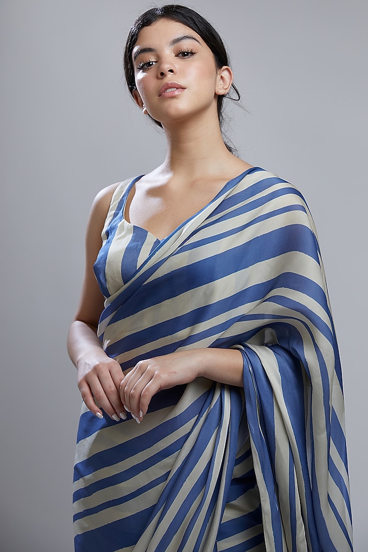 Cobalt Blue & White Printed Bustier by Koai at Pernia's Pop Up Shop