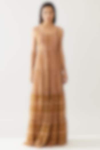 Pink & Mustard Chiffon Vacation Dress by Koai at Pernia's Pop Up Shop