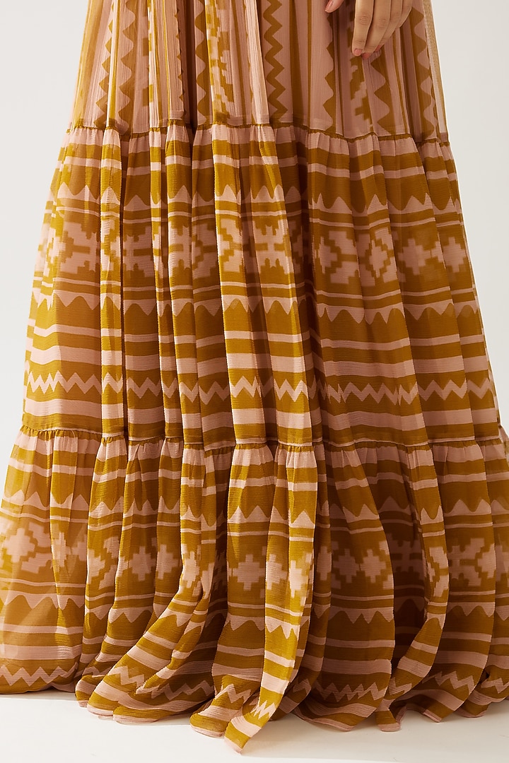 Pink & Mustard Chiffon Vacation Dress by Koai at Pernia's Pop Up Shop