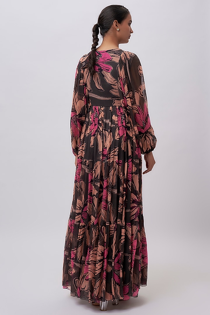 Green Chiffon Digital Printed Floral Vacation Dress by Koai at Pernia's Pop Up Shop