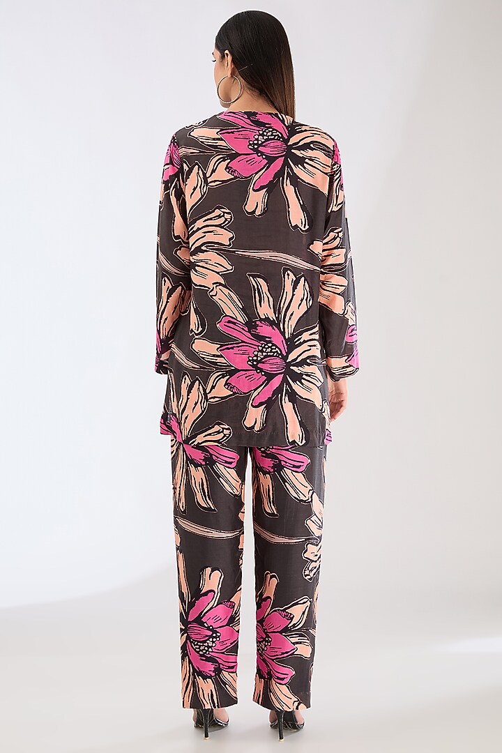 Green Cotton Silk Digital Floral Printed Shirt by Koai at Pernia's Pop Up Shop
