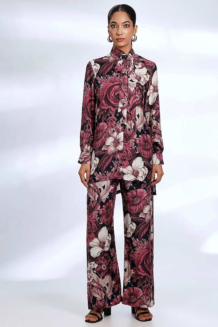 Multi-Colored Muslin Cotton Silk Floral Digital Printed Co-Ord Set by Koai at Pernia's Pop Up Shop