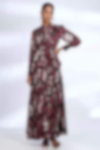 Multi-Colored Chiffon Floral Digital Printed Maxi Vacation Dress by Koai at Pernia's Pop Up Shop